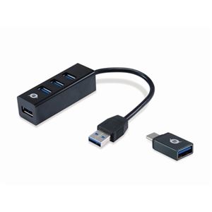 CONCEPTRONIC - Hub USB3.0 4P CONCEPTRONIC HUBBIES04B con adattatore da USB-C a USB-A Fino:30/04(HUBBIES04B)