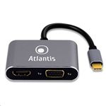 ATLANTIS LAND - ADATTATORE Type-C a HDMI+VGA  ATLANTIS A04-TC_HDMI+VGA -Ris.fino a 1920x1080@60Hz - Cavo 8cm(A04-TC_HDMI+VGA)