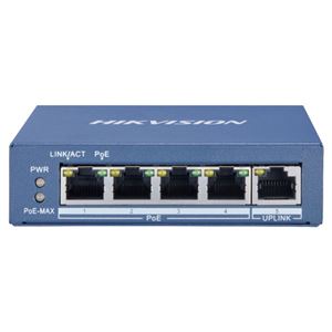 HIKVIS - SWITCH 4P LAN Gigabit HIKVISION DS-3E0505P-E/M 4P PoE + 1P Uplink - Desktop - Metallico- QOS - 35W(DS-3E0505P-E/M)