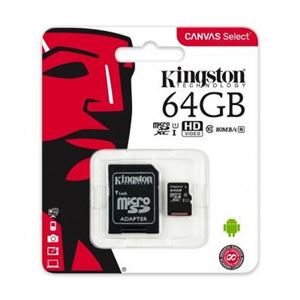 KINGSTON - MICRO SECURE DIGITAL  64GB SDCS2/64GB Class10 UHS-I 100MB/s + adattatore Canvas Select Plus KINGSTON(SDCS2/64GB)