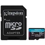 KINGSTON - MICRO SECURE DIGITAL  64GB SDCG3/64GB Class10 U3 V30 + adattatore Read:170MB/s Write:70MB/s Canvas Go Plus KINGSTON(SDCG3/64GB)