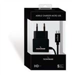 TECNOWARE - MOBILE CHARGER HD SERIES MICRO USB 2.1A GOMMATO BLACK(FAM17198)